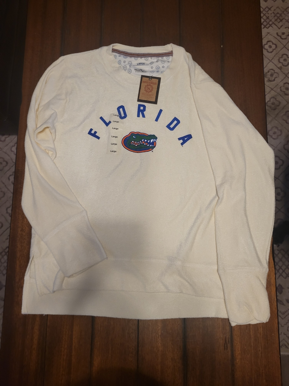 Cream Florida Crewneck Sweater with Blue Lettering